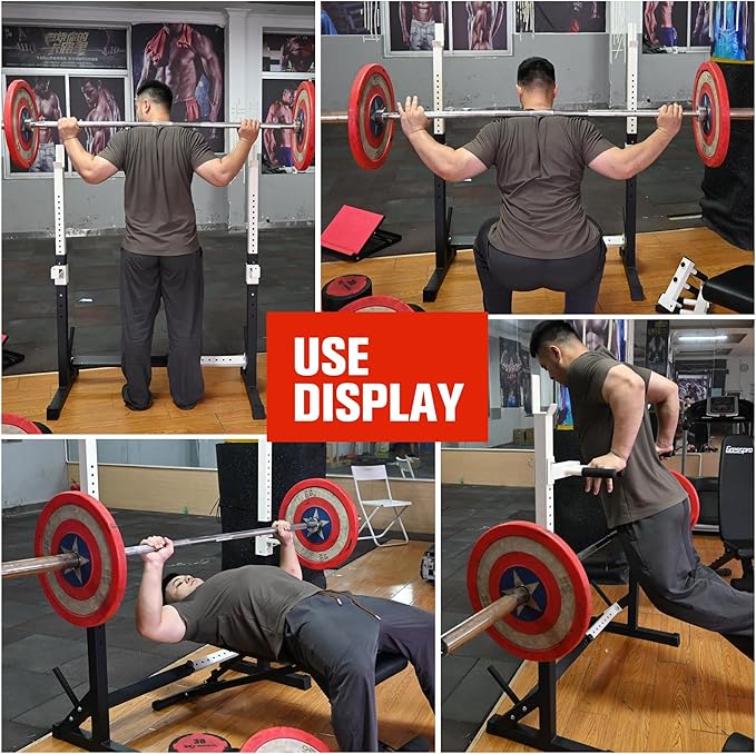 Gresspro Barbell Rack Stand with Dip Bar Attachment - Multifunctional Adjustable Squat Rack, Heavy-Duty Dumbbell Rack, Strength Training Dip Station, Home Gym Equipment Max Load 550lbs