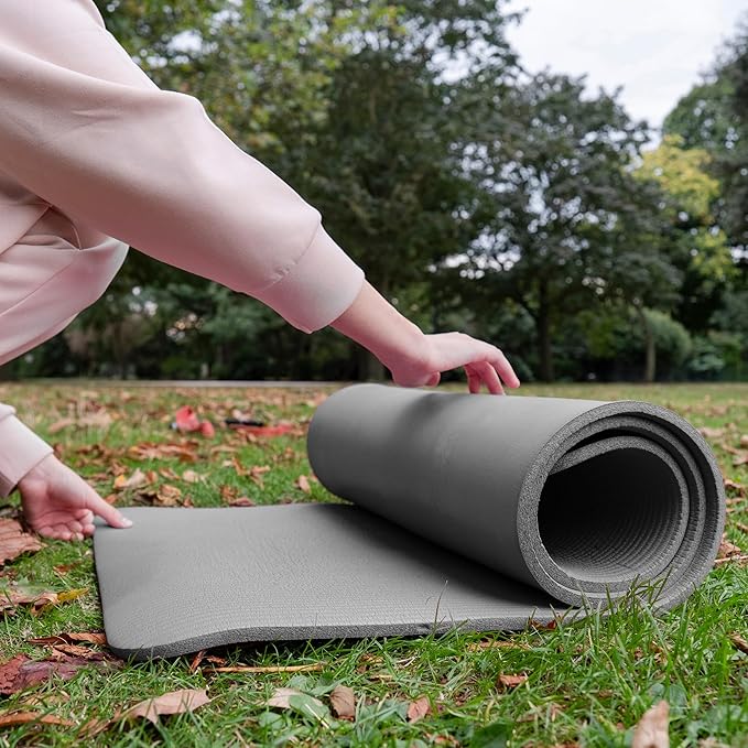 BalanceFrom 71x24 Inches Extra Thick Yoga Mat 1-Inch High-Density Foam – Roll-Up Exercise Pad with Double-Sided Non-Slip Surface and Carrying Strap for Pilates and Home Workouts, Multiple Colors