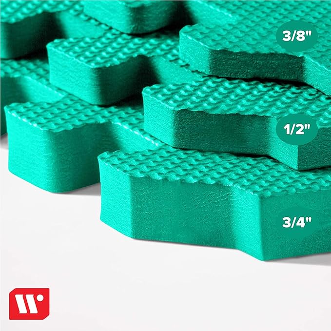 We Sell Mats 3/8" Thick Multipurpose EVA Foam Exercise Floor Mat, Interlocking Tiles, Anti-Fatigue for Home or Gym