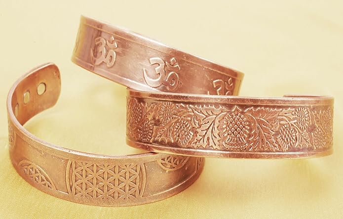Touchstone copper bracelets | gift for men women |adjustable 100% pure solid real magnetic jewelry | handmade bracelet set combo | rope braided tibetan bangles.