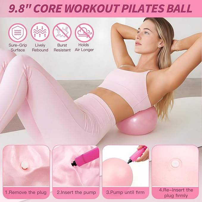 Pilates Kit, Pilates Essential Kit for Women, Pilates Equipment with 14.5" Pilates Ring and Ball, Resistance Bands,Dumbbells & Grip Socks Accessories, Home Pilates Workout Kit for Starter