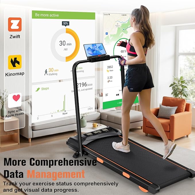 Walking Pad Treadmill with Desk, Foldable Treadmills for Home, Quiet Treadmill with 10% Incline, 300lbs Weight Capacity Walking or Running for Home Office