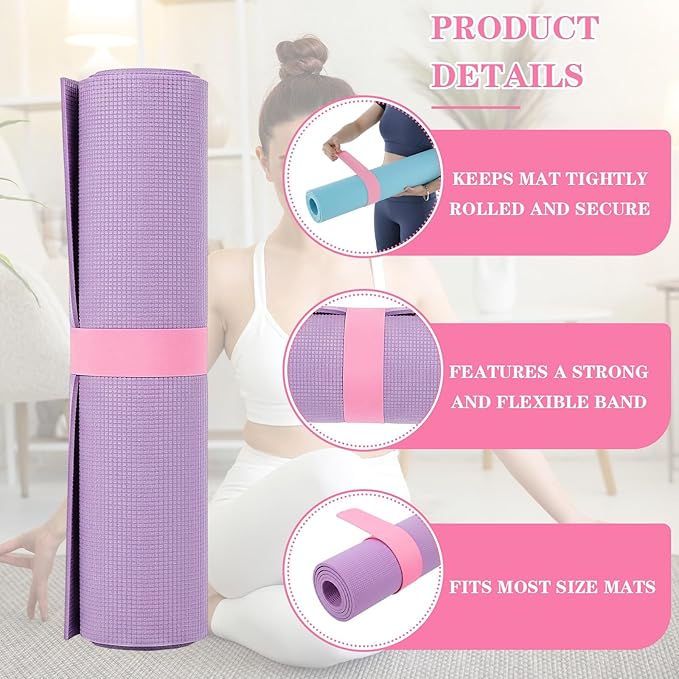 Yoga Mat Strap, One Snap Yoga Mat Slap Band for Keep Mats Tightly Rolled, Elastic One Snap Straps Band