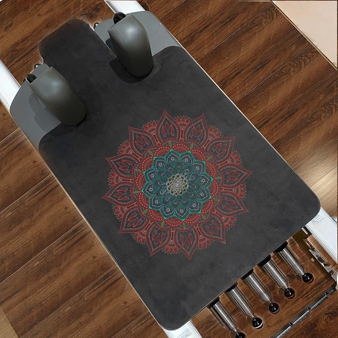 Non-Slip Pilates Reformer Mat Cover for Pilates Reformer Machine Equiment Extra Thick 1.5mm, 39 * 24inch,Mandala Flower Pantern
