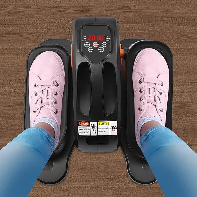 Under Desk Elliptical, 2 in 1 Ellipse Leg Exerciser for Seniors Adults 5Gear Electric Seated Pedal Exerciser W/Anti-Slip Pads Quiet Elliptical Machine with Remote Control for Home