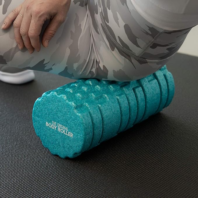 High Density Foam Roller Massager for Deep Tissue Massage of The Back and Leg Muscles - Self Myofascial Release of Painful Trigger Point Muscle Adhesions - 13" Turquoise
