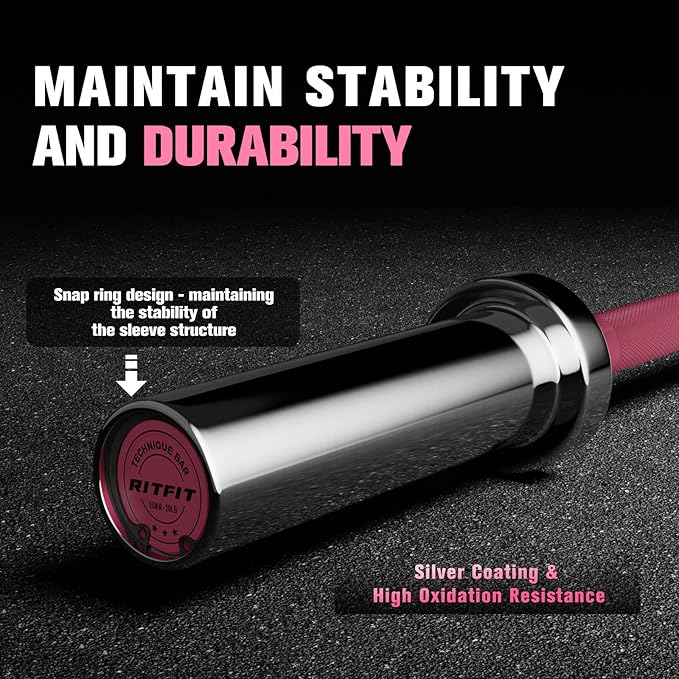 RITFIT Olympic Barbell 4ft/6ft - 2 Inch Weight Bar for Strength Training, Weightlifting, Squat, Deadlift, Bench Press, Curl, Overhead Press - 350lbs/500lbs Capacity