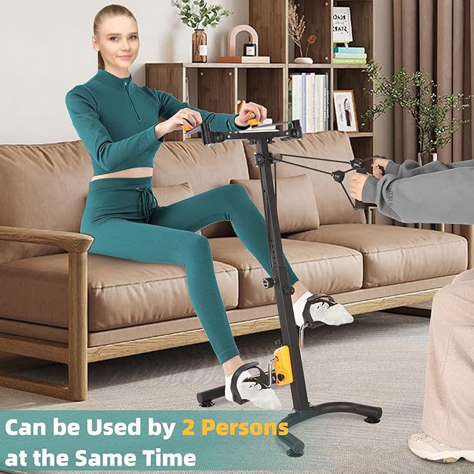 MEETWARM Pedal Exercise Bike for Seniors, Hand Arm Leg & Knee Peddler Adjustable Fitness Equipment, Folding Recovery Physical Therapy Home Exercise Bike for Elderly, Portable Bicycle Exerciser Machine