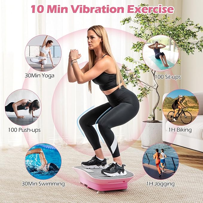 Goplus Vibration Plate Exercise Machine, Vibrating Platform for Lymphatic Drainage w/Remote, LED Display, Home Workout Full Body Shake Board for Weight Loss
