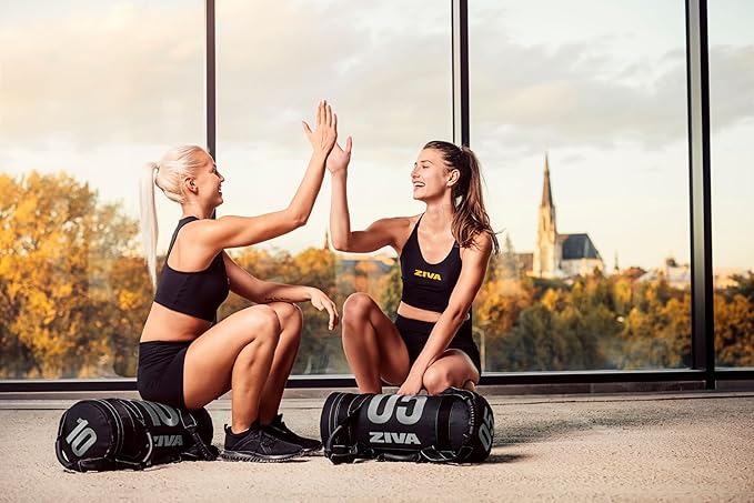 ZIVA Premium Power Core Sandbag - Elite Level Pre-Weighted Workout Bag, Commercial Grade Textured DuraLeather Shell, Reinforced Stitching Webbing, Ergonomic Handles | Home Gym Exercise - (10-50 lbs.)