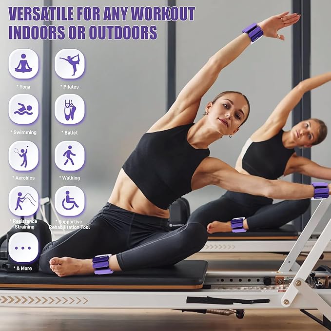 Wrist & Ankle Weights for Women and Men, 2lbs/4lbs Pairs Adjustable Silicone Weighted Bangles for Arm & Leg Workouts, Perfect for Pilates, Barre, Yoga, Walking & Home Fitness 24055