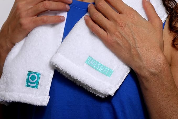 FACESOFT Eco Friendly Gym Towel for Working Out - Soft and Absorbent Cotton Exercise - No Synthetic Microfibers or Plastics - Sweat Towel for Gym, Fitness, Sports, Yoga - White - 1 Pc