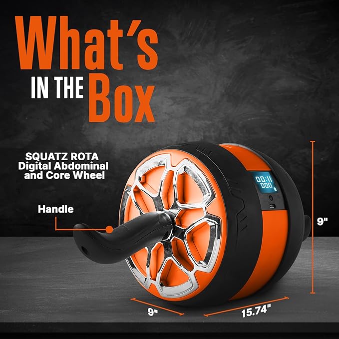 Squatz Ab Roller Wheel With Digital Screen, Abs Workout Equipment for Abdominal & Core Strength Training, Ultra-Wide Wheel, Exercise Wheels for Home Gym, Fitness Equipment for Core for Men Women