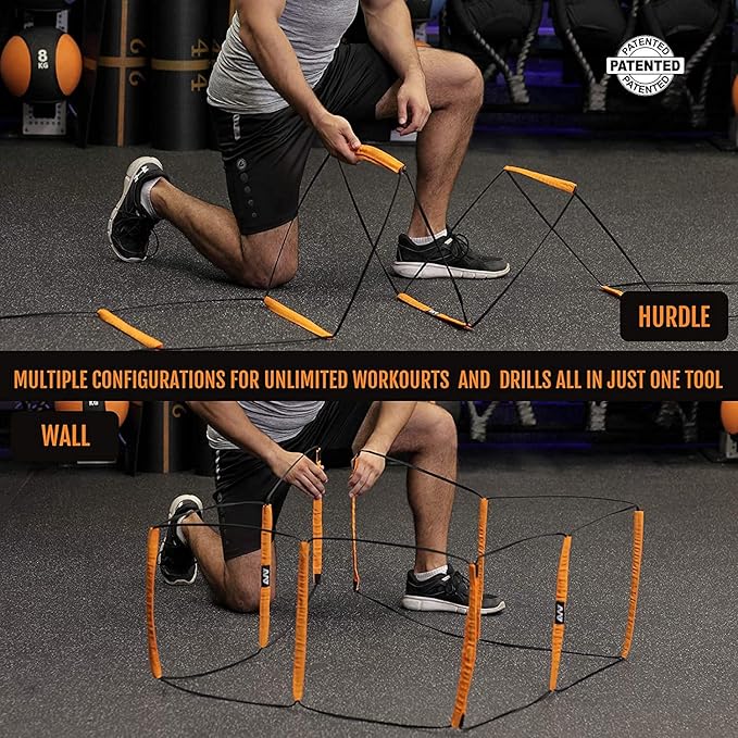 Agility Ladder, Agility Training Equipment, Soccer Speed Ladder, Football Footwork Ladder, Workout Ladder for Kid Adult, Foldable Instant Set-up & Tangle-Free & Carry Bag(4/8/8+4/12 Rung)