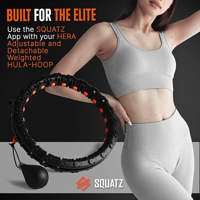 SQUATZ Exercise Hula Hoop for Adults Weight Loss - Weighted Hula Hoop for Workout, Adjustable & Detachable Weighted Hula-Hoop