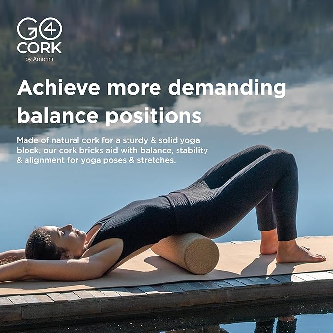 Go4Cork Cork Yoga Block for Yoga, Pilates & Meditation | Non-Slip, Hypoallergenic, Sustainable, Non-Toxic Yoga Block