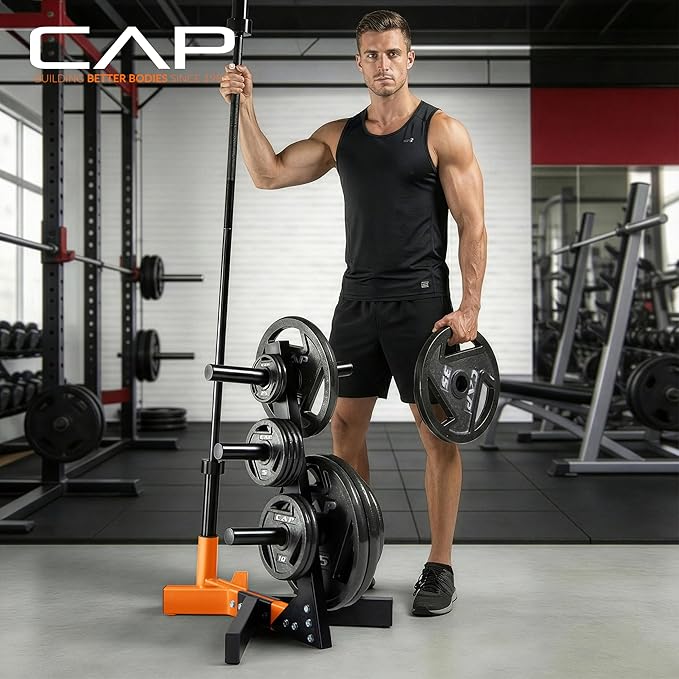 Cap Barbell Olympic Plate Tree Storage Rack, Multiple Colors