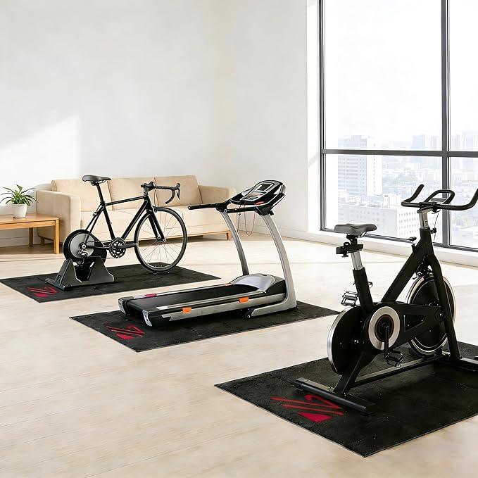 BUCKLOS Treadmill Mat for Hardwood Floors/Carpet/Tile 6mm Thick - Exercise Equipment Mats for Peloton/Nordictrack Indoor Cycling Under Floor/Hard Wood/Concrete Protect