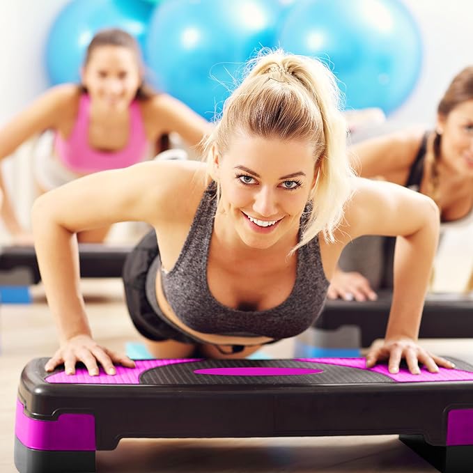 BalanceFrom Aerobic Step Platform Trainer with Adjustable 3-Level Risers, 400 Pound Weight Capacity – Non-Slip Exercise Stepper for Cardio, Strength, and Fitness Workouts at Home or Gym