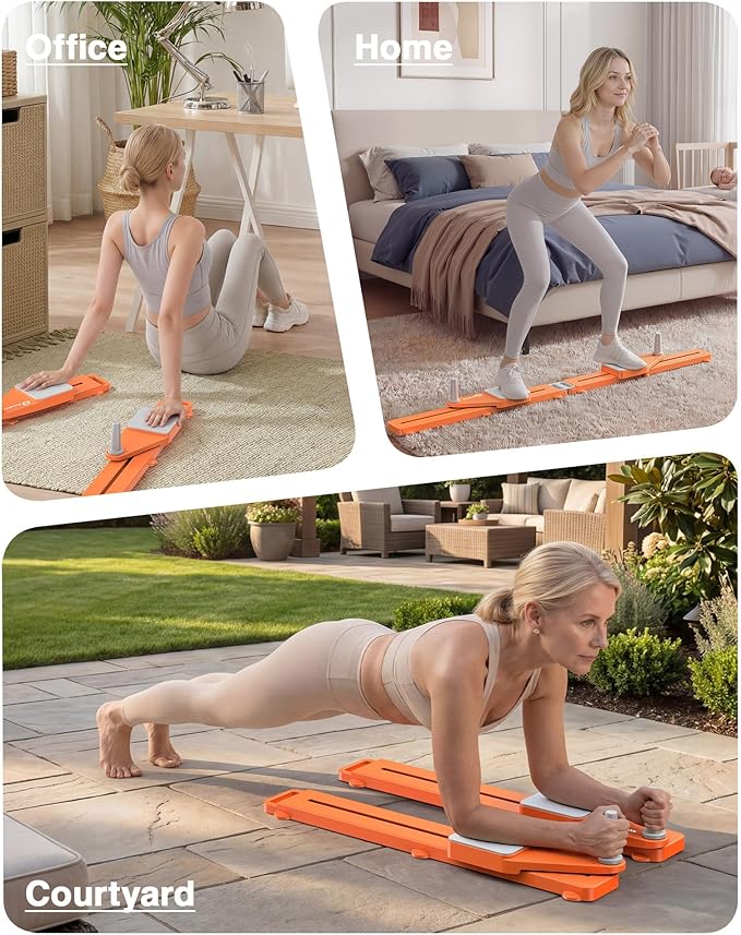 Pliates Board - Multifunctional Portable Pilates Reformer Machine & Ski Machine & Exercise Equipment for Home Gym Full Body Workout