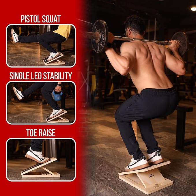 Professional Adjustable Calf Stretcher Slant Board for Squats for Ankle and Achilles Stretching, Posture Wooden Slant Board for Calf Stretching, Squat Wedge for Physical therapy & Exercise