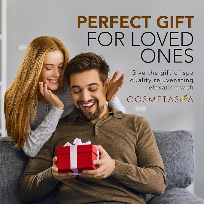 Cosmetasa Massage Oil Kit - Anti Cellulite Massage Oil with Organic Arabica Coffee Face & Body Scrub, Exfoliating Gloves, Massager Mitt - Body Massage Oil for Massage Therapy - Massage Oil Gift Set