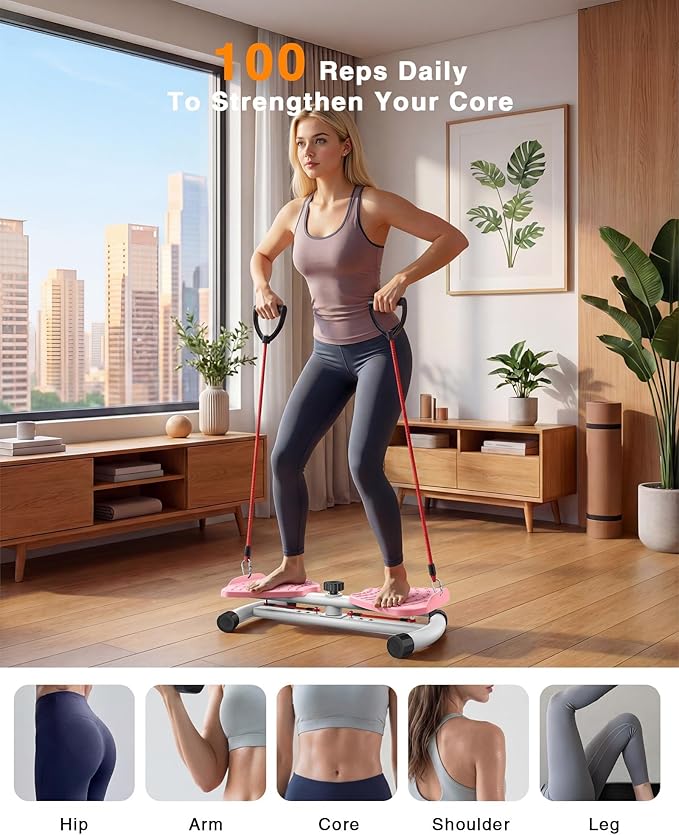 Waist Twister Machine Exercise, 326 lbs Ab Twister Board for Exercise, Home Gym, Balance Training & Fat Burning, Noiseless Workout Equipment for Women & Men - Twist Exercise Machine