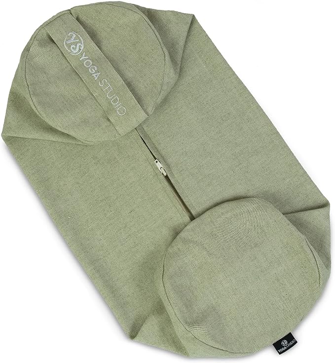 Yoga Studio Spare Organic Cotton Bolster Covers With Handle And Zipper (Two Toned - Green)