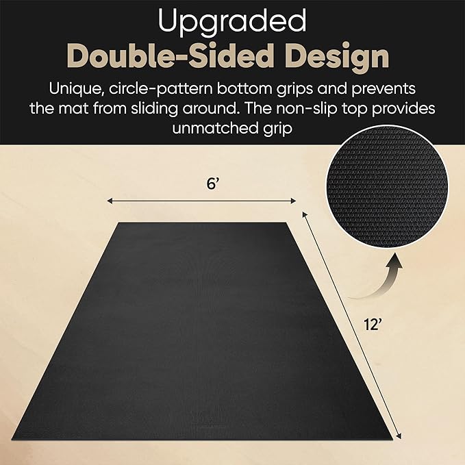 Gorilla Mats Large Yoga Mat – 6'x4', 7'x5' (8mm) Extra Thick & Wide Non-Slip Exercise Mat for Home Gym Flooring – Ultra Comfortable Workout Floor Mat for Barefoot Fitness, Anti Fatigue, Stretching