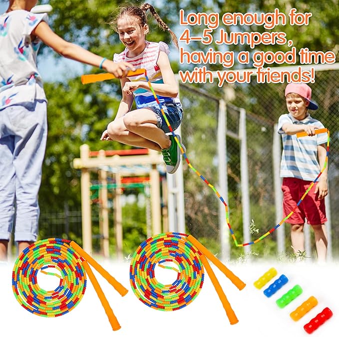 Supertrip Double Dutch Jump Rope Soft Beaded Jump Rope Long Jump Rope 16 FT, Jump Ropes For Women Adult Kids Adjustable Skipping Rope Long Enough for 4-5 Jumpers