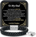 LUXEJEW Gifts for Men - Beaded Leather Bracelet 6mm Matte Agate Stone Bracelets for Men Dad Son Husband Boyfriend Grandpa Grandson Brother Uncle Nephew Adjustable Magnetic Clasp