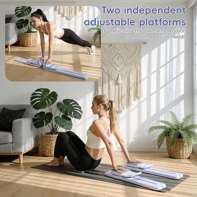 Pilates Board, 8-in-1 Mini Pilates Reformer Set, Multifunctional Detachable Ab Trainer Machine with Anti-Slip Quiet Design, Pilates Board for Home Workout Portable Equipment for Women