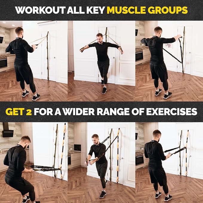 Tribe Lifting Adjustable Resistance Band Anchor - Door Anchor with 5 Loops & Metal Rings, Durable Nylon Strap for Full-Body Workouts