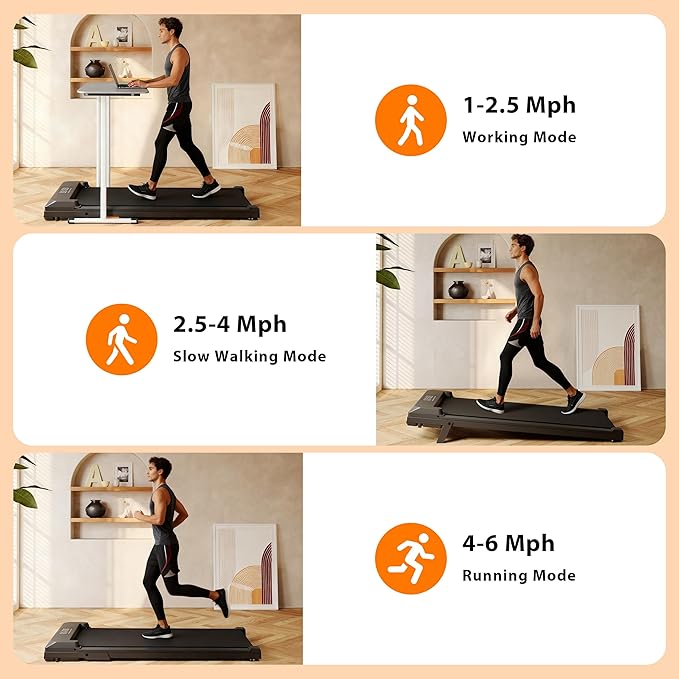 Walking Pad Treadmill, Under Desk Treadmill for Home/Office with 250 lbs Weight Capacity, 2.5HP Low Noise Walking Pad, Remote Control, LED Display