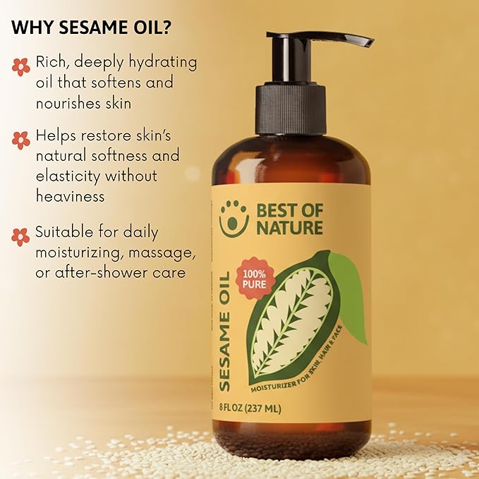 Best of Nature Sesame Body Oil - 5 Gallon Pail (640 oz) - Deep Moisturizing, Detoxifying, Unscented - Unisex - Adults