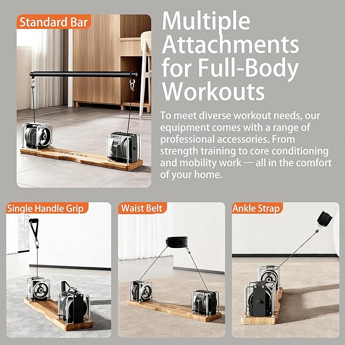 Portable Pilates Reformer Alternative – Adjustable Resistance Bar System for Full-Body Core, Legs & Glutes Training | Pilates Machine for Strength, Posture & Flexibility