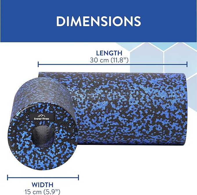 Foam Roller - Medium Density Level - Foam Rollers for Back Pain or Muscle Massage - Deep Tissue Massage - Black/Blue