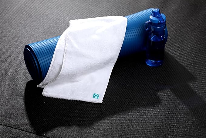 FACESOFT Eco Friendly Gym Towel for Working Out - Soft and Absorbent Cotton Exercise - No Synthetic Microfibers or Plastics - Sweat Towel for Gym, Fitness, Sports, Yoga - White - 1 Pc