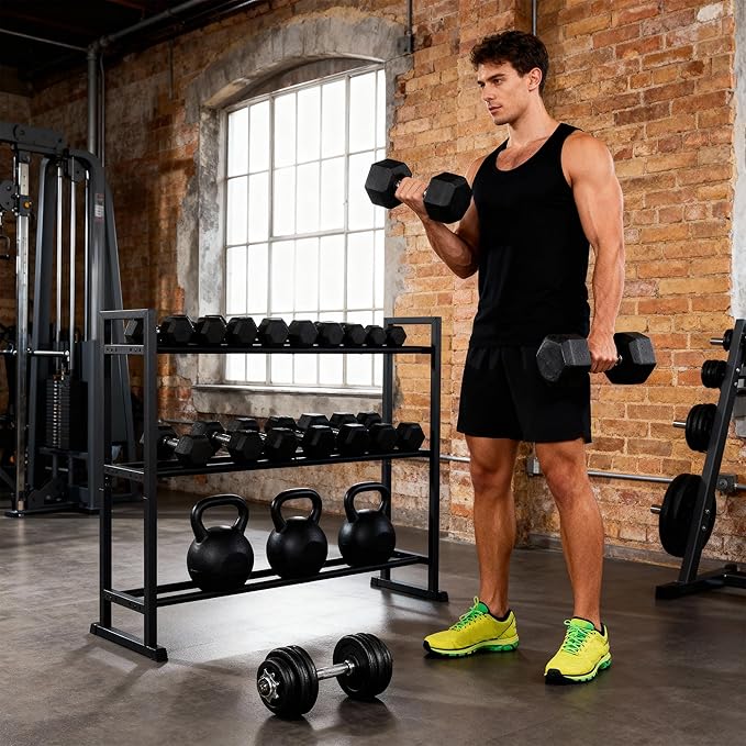 Dumbbell Rack, 2-Tier | 3-Tier Weight Rack for Home Gym, 300LB | 450LB Adjustable Dumbbell Rack Stand Only Weight Storage Rack Gym Organizer