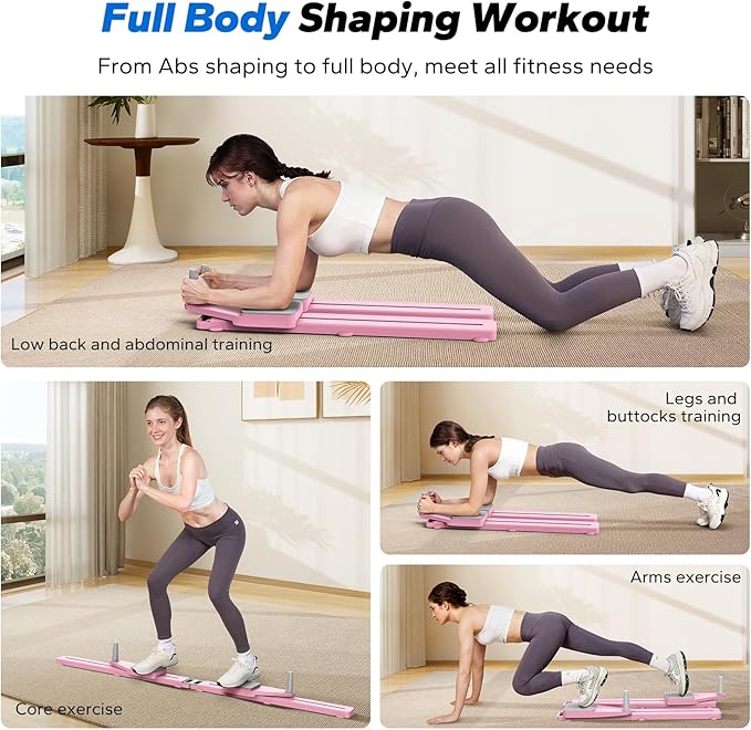 MERACH Pilates Board, Multifunctional Abdominal Plate, Detachable Ab Trainer Machine with Anti-Slip and Quiet Design, Portable Pilates Reformer for Core Workouts, Home Gym Equipment for Women