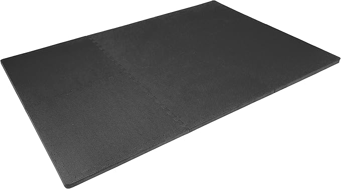 ProsourceFit Weaved Pattern Extra Thick Exercise Puzzle Mat 1-inch, EVA Foam Interlocking Tiles for Protective, Cushioned Flooring for Home and Gym Equipment; Black, 24 SQ FT, 6 Tiles