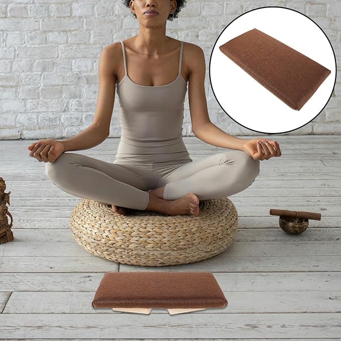Kisangel Folding Meditation Bench Wooden Prayer Stool Ergonomic Floor Chair for Adults and Seniors Portable Compact Seat for Yoga and Zen Practice