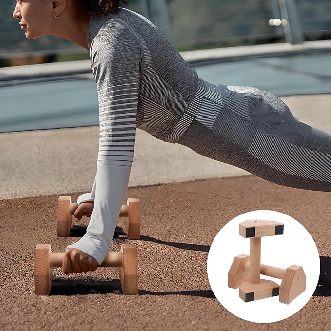 Wooden Push Up Bars Pair Beechwood 25Cm Strength Training Pushup Stands for Men and Women Home Gym Exercise Equipment for Indoor and Outdoor Use
