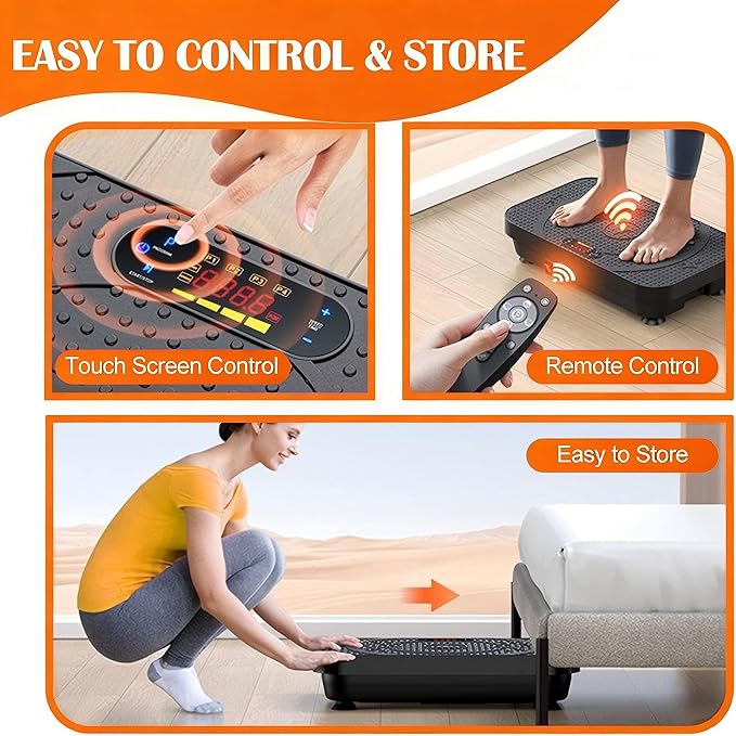 Vibration Plate Exercise Machine -Full Body Shaker with Auto Mode, Acupressure Massage & Silicone Pedal, for Lymphatic Drainage, Weight Loss & Fat Burning, Home Fitness Equipment for Woman & Men
