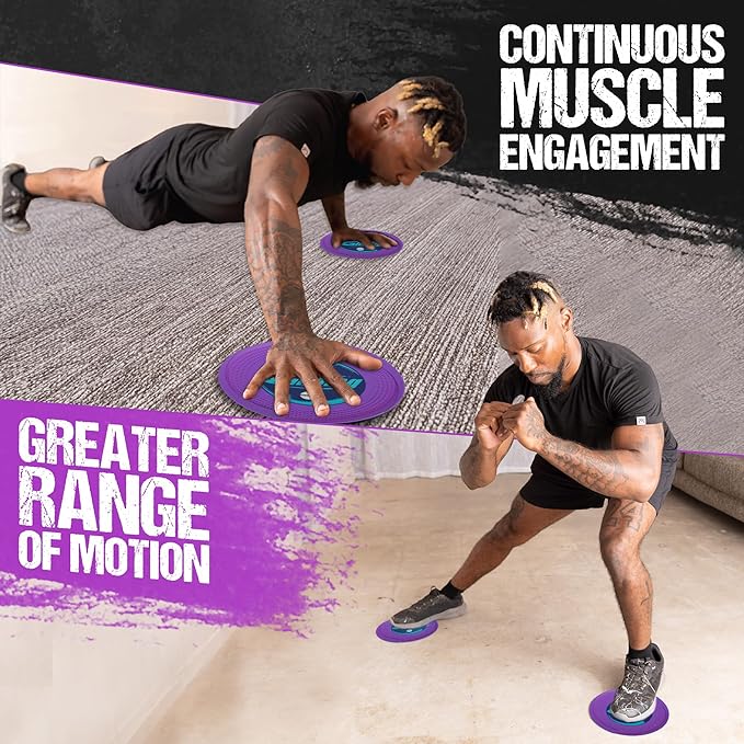 Gliding Discs for Working Out - Exercise Sliders for Carpet & Hardwood Floors 1 Pair, Authentic Workout Sliders Disc for Full Body Resistance Workout, Includes 4 Streaming Video Workouts