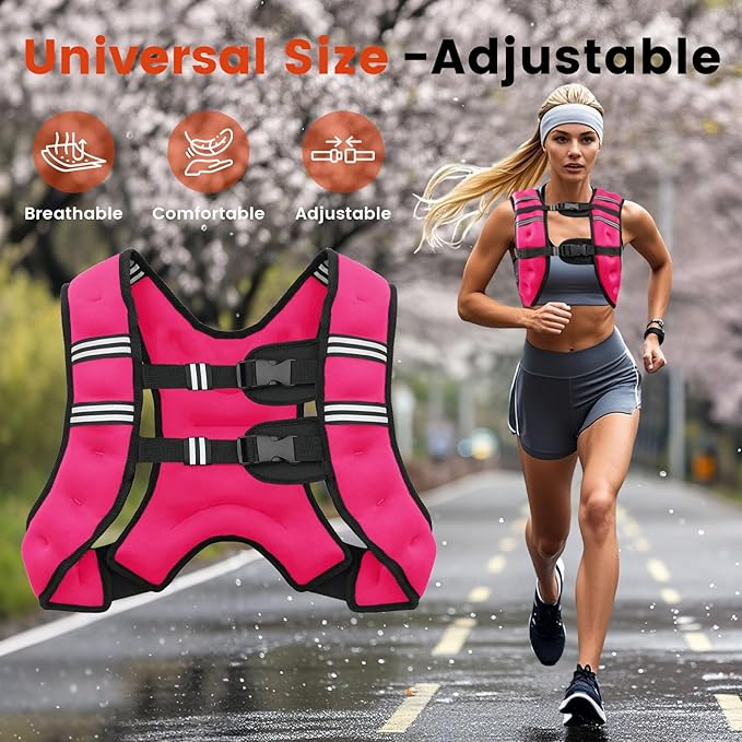 Weighted Vest, 6lb/8lb/10lb/12lb/16lb/20lb/25lb/30lb Weight Vest for Men Women, Body Weight Vests Adjustable with Reflective Stripe for Strength Training, Running, Workout, Jogging, Walking