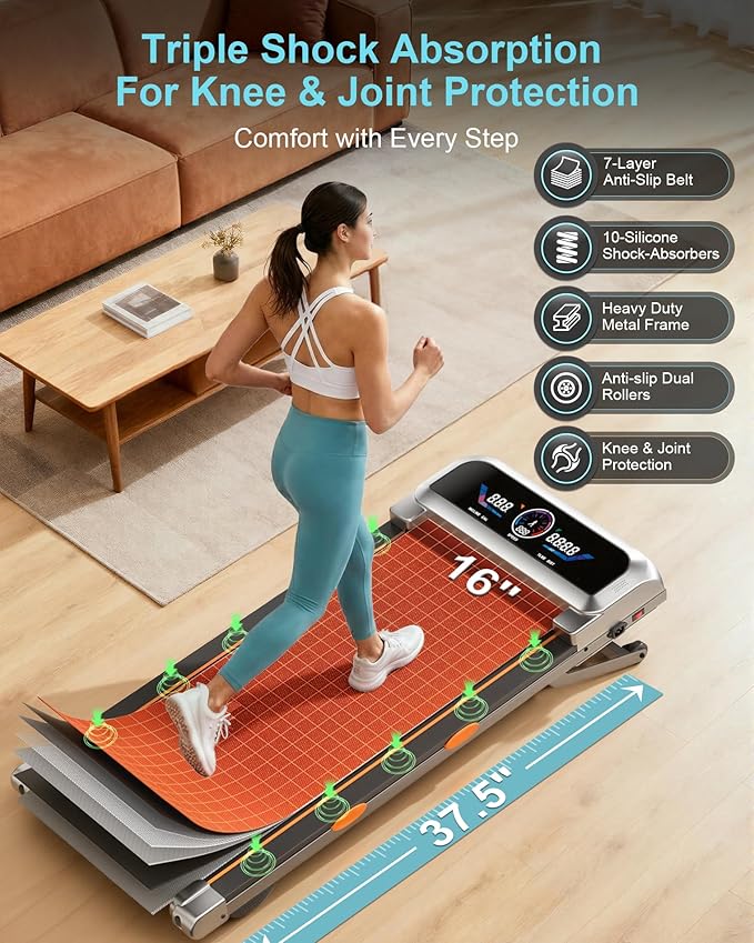 Walking Pad Treadmill with 15% 12-Level Auto Incline & UI Screen, Portable Treadmills with Bluetooth Speaker, 3.5HP Foldable Under Desk Treadmill for Home Office 450LBS, Remote & APP