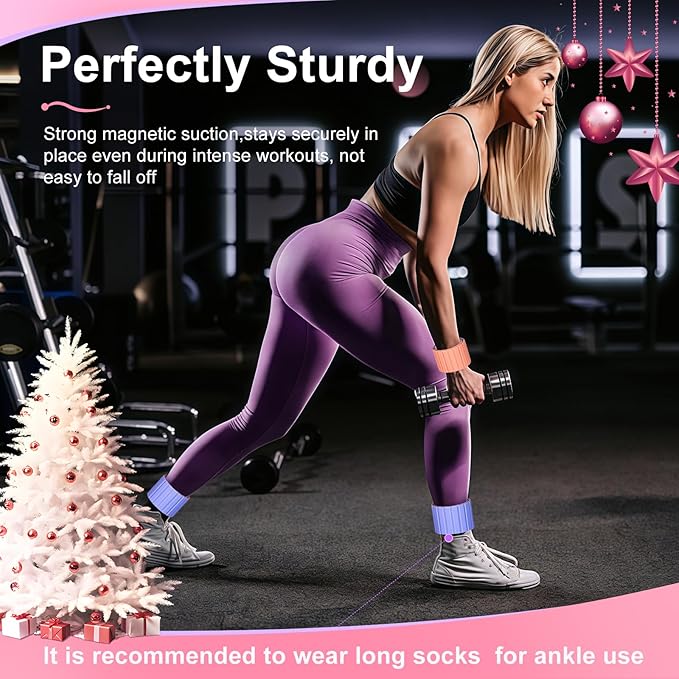 2025 Upgraded Magnetic Ankle Weights for Women, Wrist Weights,Silicone (Waterproof), Non-Slip, Easy Wear, Adjustable (Men & Women), Ideal for Jogging/Yoga/Pilates & More, Great Gift.（2 Pack）