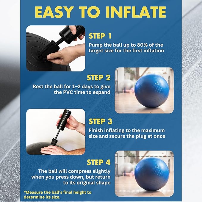 ProBody Pilates Yoga Ball - Exercise Balls, Various Sizes, for Stability, Pregnancy, Workout & Physical Therapy