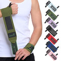 Professional Wrist Wraps, Heavy-Duty Support with Thumb Loop 18 Inch Pair for Powerlifting, Bodybuilding, Cross Training - Mesh carry pouch included (Army Green)